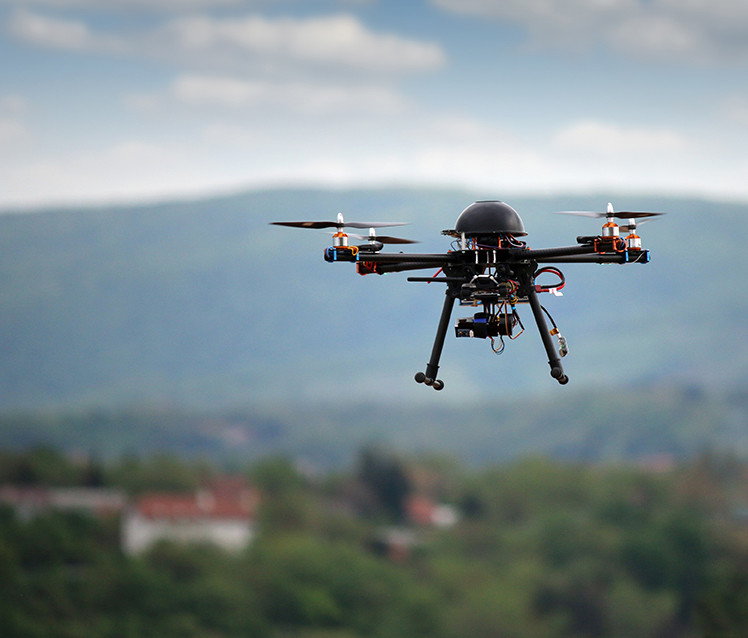 Commercial store drone flying