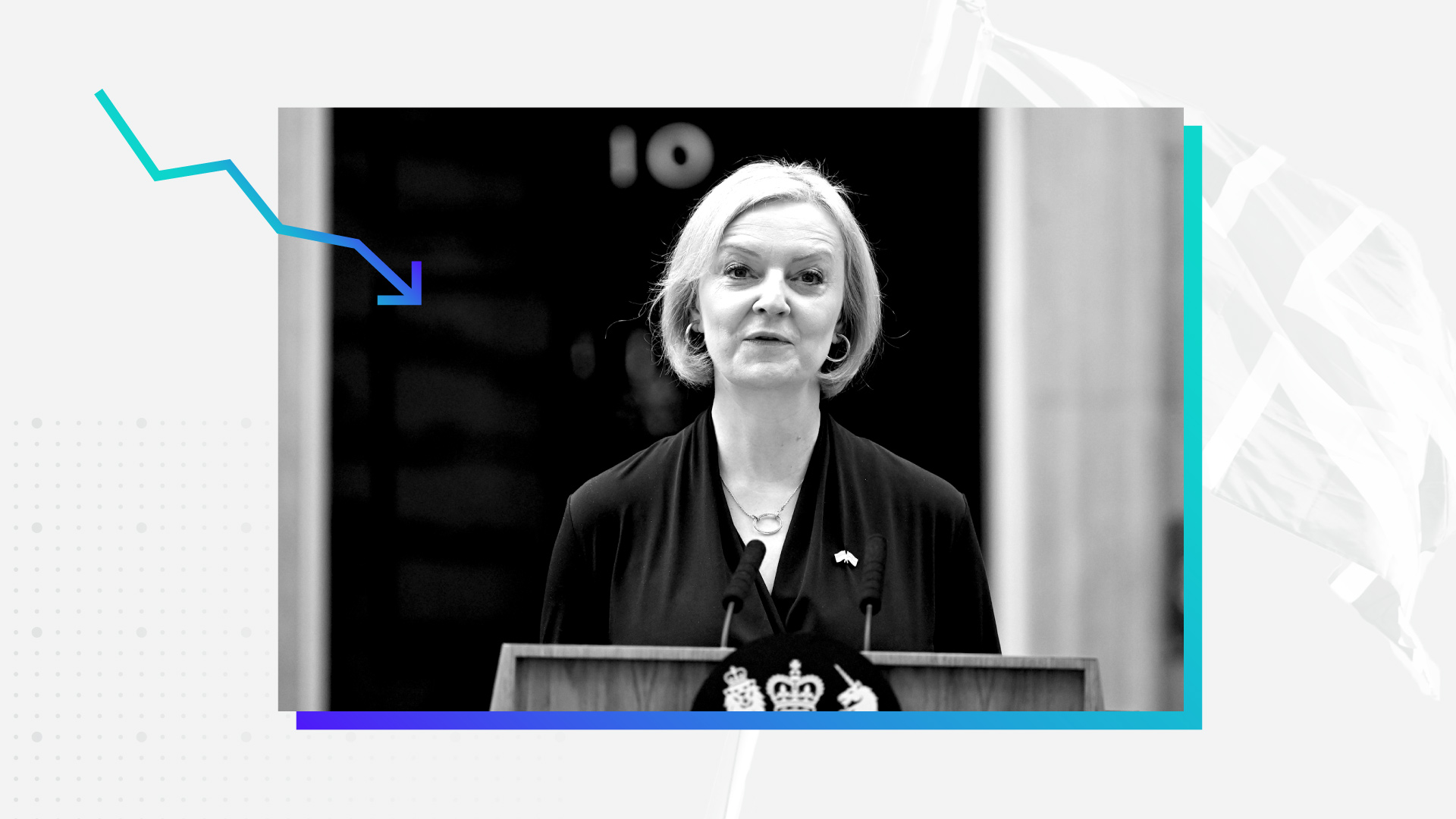 Graphic conveying U.K. Prime Minister Liz Truss' Resignation