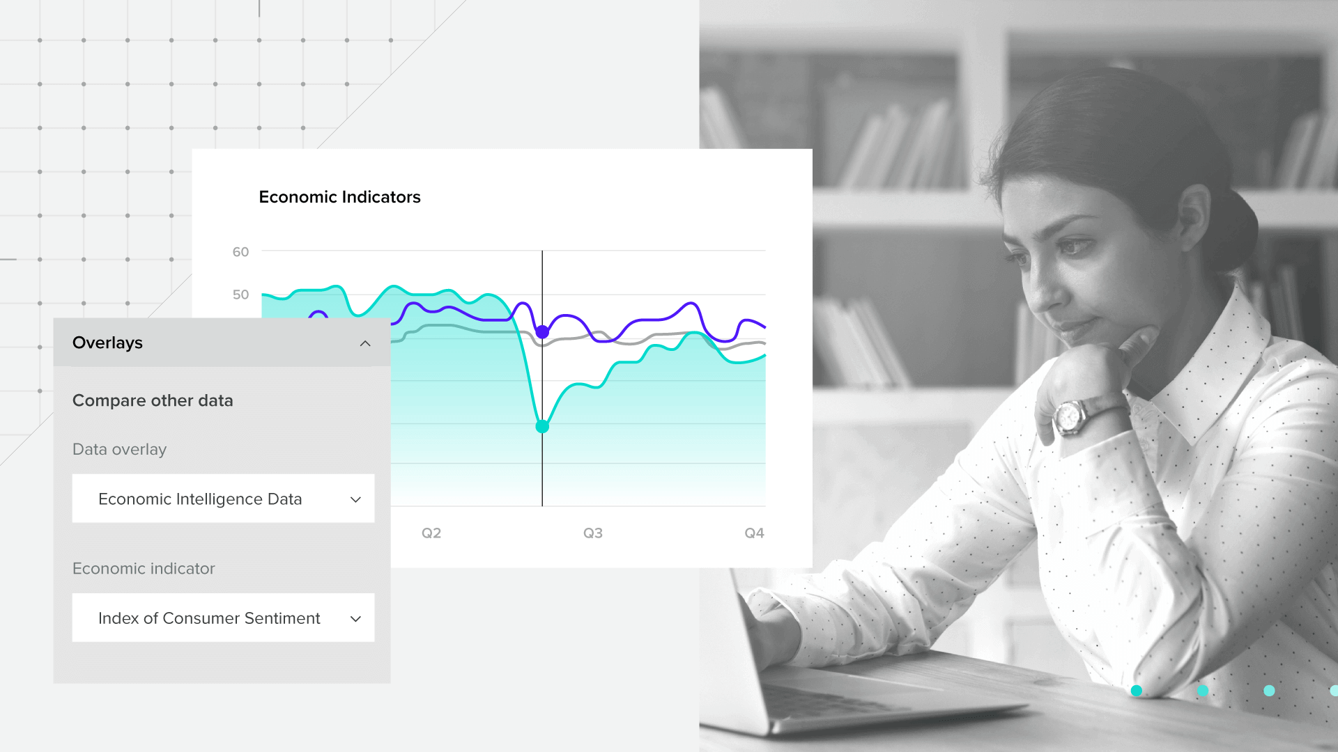 Graphic conveying high-frequency economic data in business