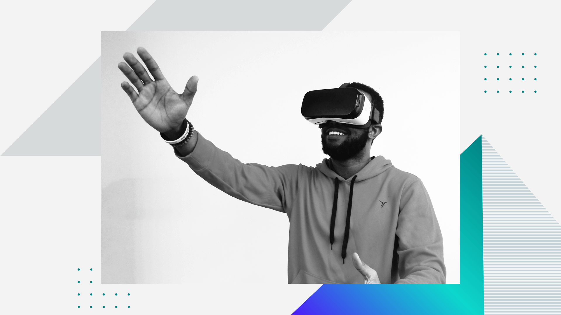 Image of a man using a virtual reality headset